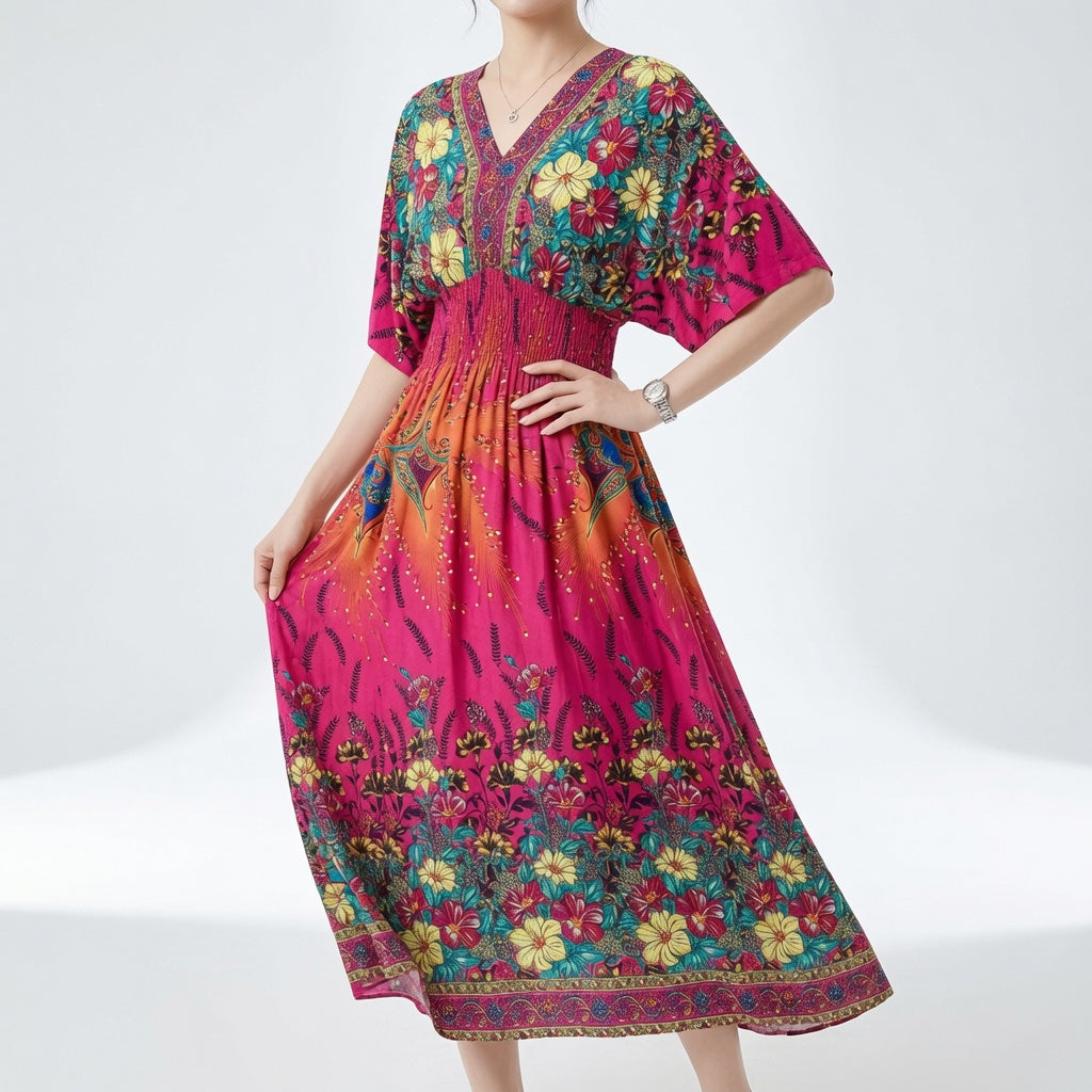 Orientale™ — Vestido maxi estampado étnico boho elegante