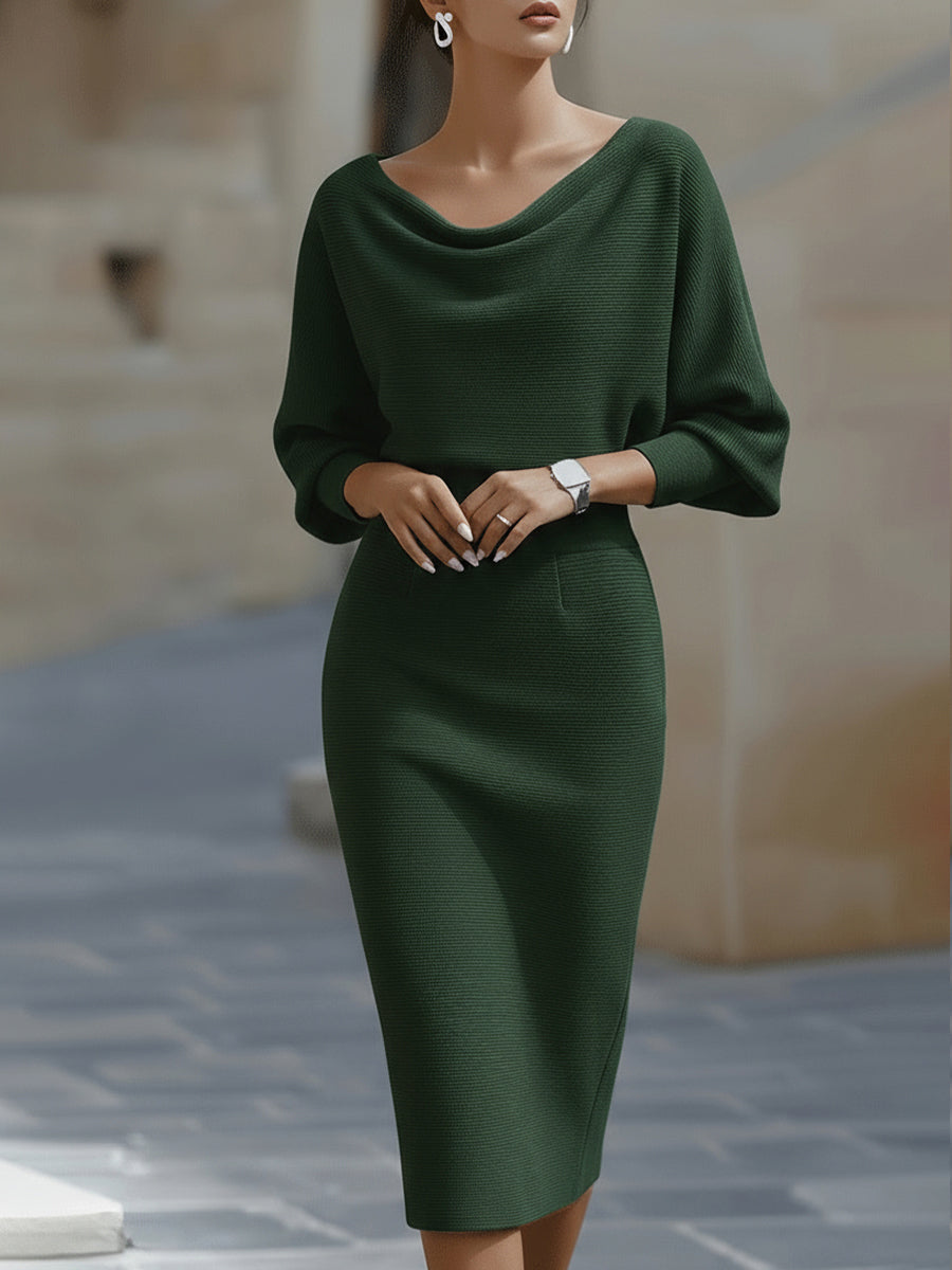 Clarisse™ — Vestido midi drapeado elegante atemporal