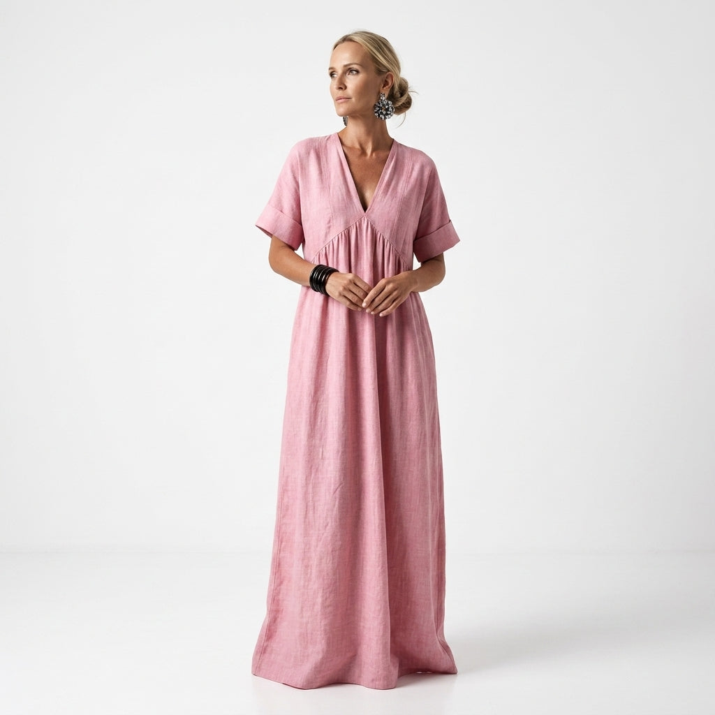 Azurine™ — Vestido maxi mediterráneo fluido vibrante