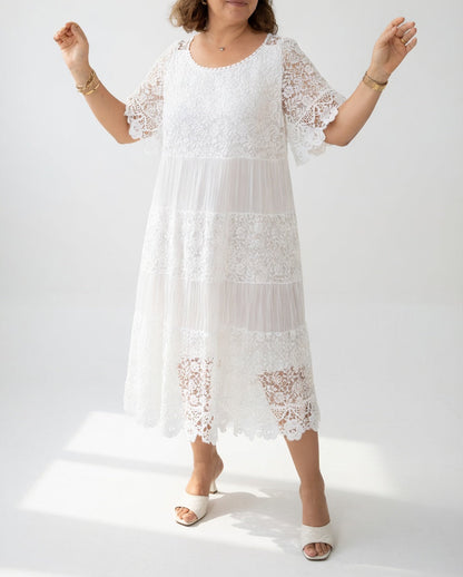 Clarisse™ — Vestido midi elegante con encaje delicado