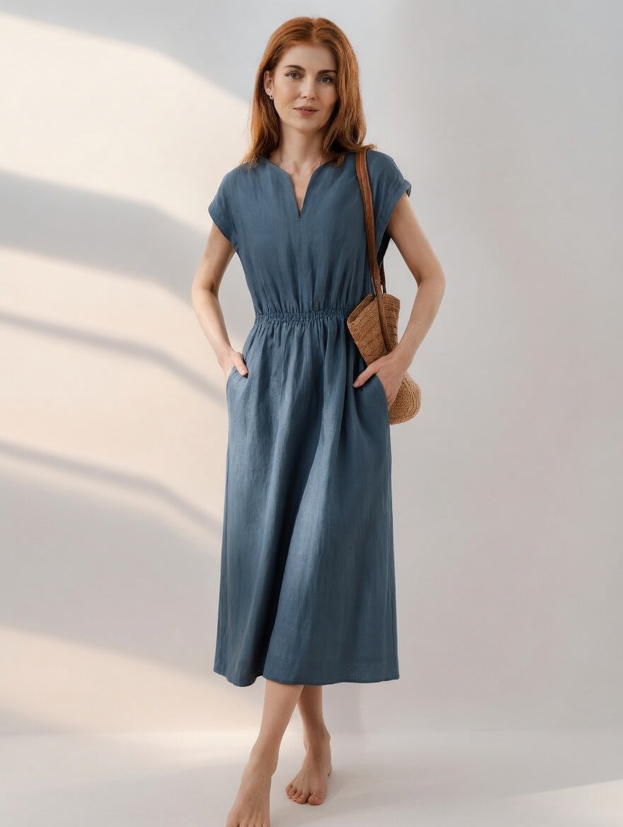 Lina — Vestido de lino mezcla fluido y elegante