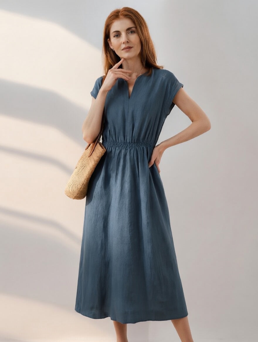 Lina — Vestido de lino mezcla fluido y elegante