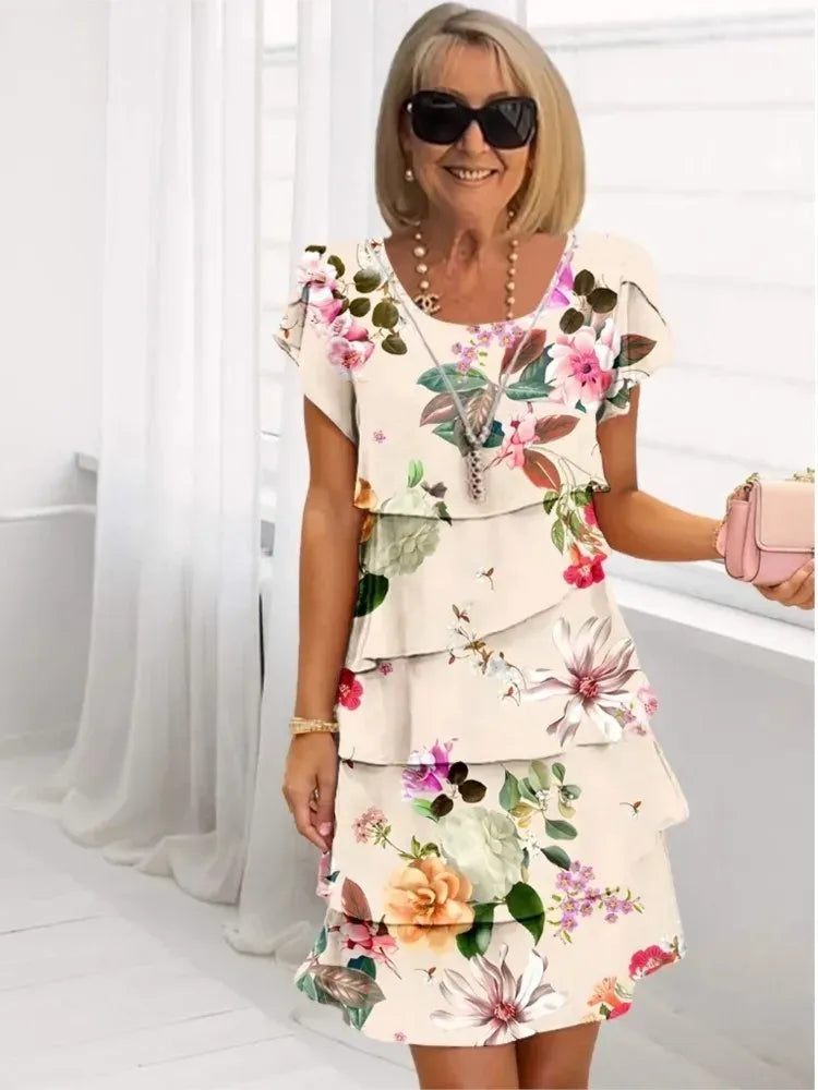 Camila | Vestido elegante de caída fluida con volantes