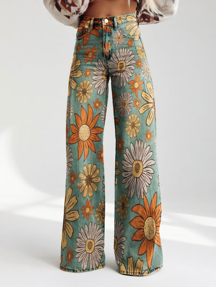 Florivane™ — Pantalón amplio floral, retro y elegante