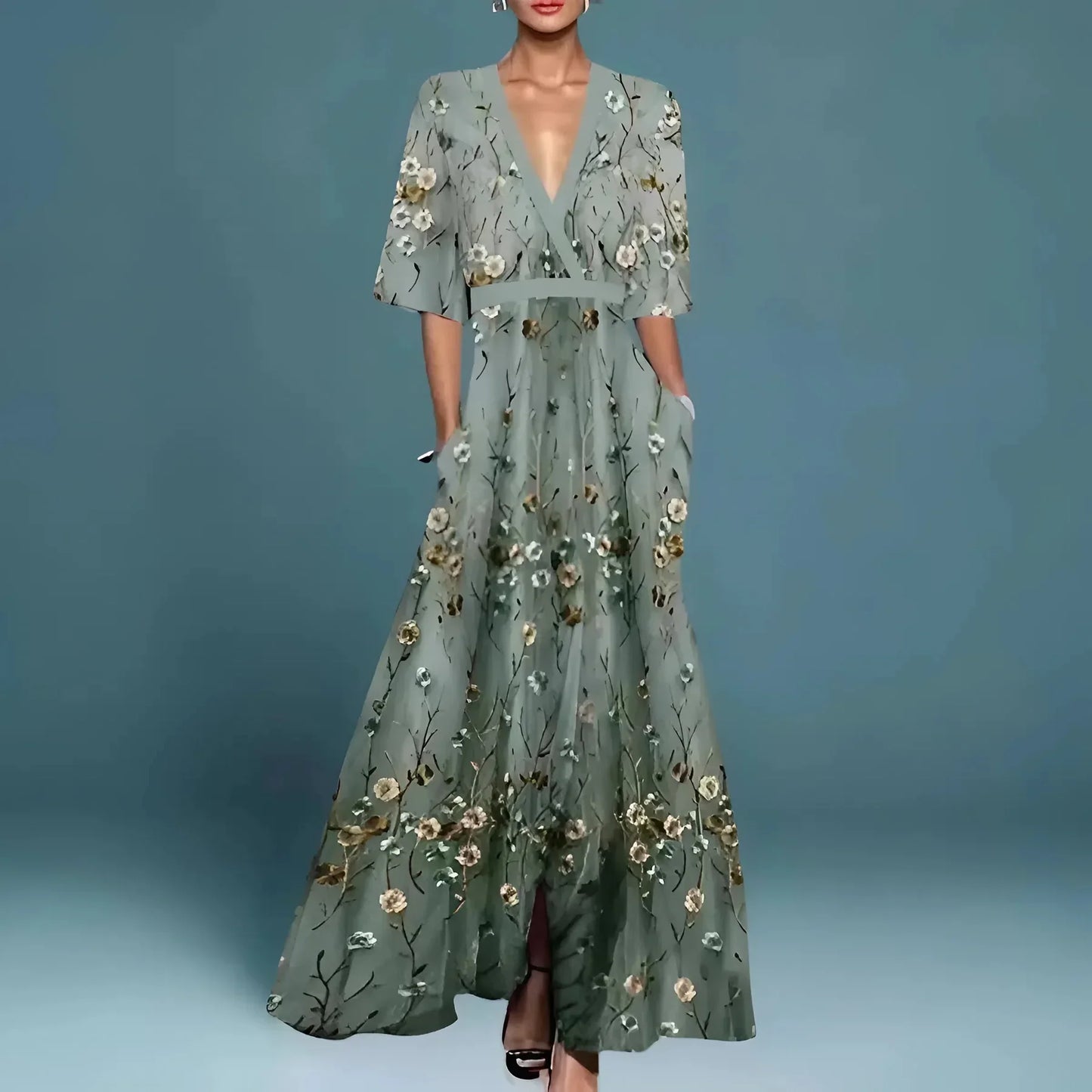 Valentina | Vestido maxi elegante con escote pronunciado