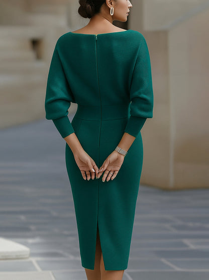 Clarisse™ — Vestido midi drapeado elegante atemporal