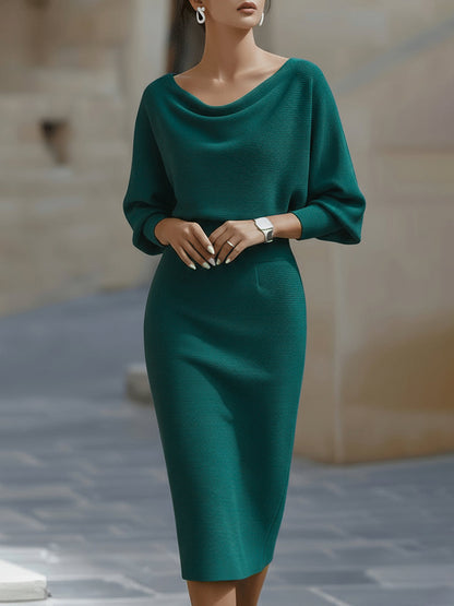 Clarisse™ — Vestido midi drapeado elegante atemporal